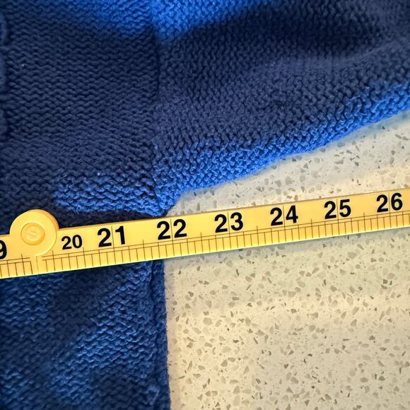 Lands End Wool Blend Royal Blue Chunky Cable Knit Turtleneck Sweater Women Large - Picture 7 of 8